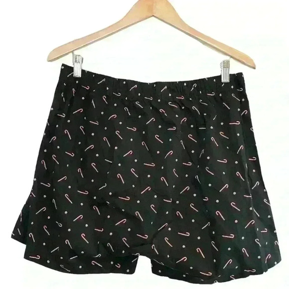 NWT JCrew Candy Cane, Black Boxer Shorts, Large - Picture 2 of 5